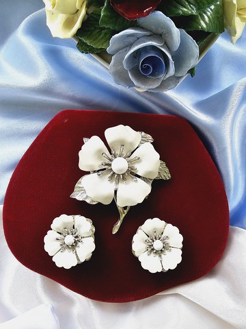 1964年Sarah Cov純白花朵套組Summer Magic/vintage西洋古董飾品