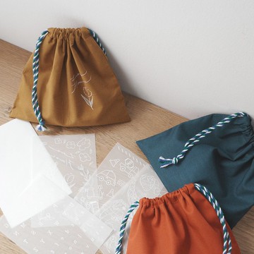 自由燙印圖案束口袋 布用燙印貼紙 加 束口袋成品 自由搭配組合