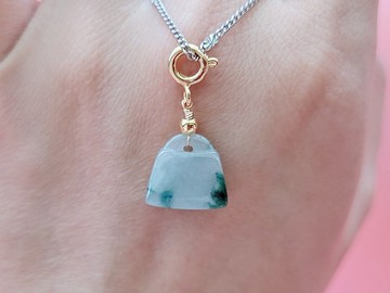 親翠 天然翡翠 冰飄藍綠花厚實極美鎖頭鎖骨鏈