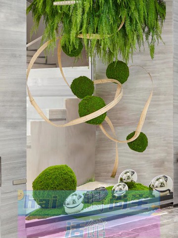 免運 可開發票 仿真綠植高端輕奢造景懸掛垂吊草球形假植物室內景觀櫥窗裝飾擺件
