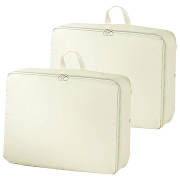 棉被壓縮收納袋 旅行壓縮包 米色  大號  1入  2個