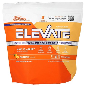 Real Ketones, Elevate，橙味，30 包混合飲品，每包 0.43 盎司（12.3 克）