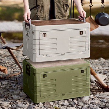 【AOTTO】50L戶外露營軍規折疊收納桌板收納箱-軍綠色(AL-201GN)