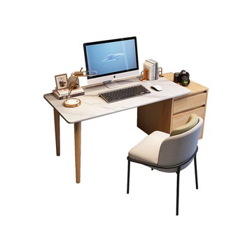 【HappyLife】岩板實木書桌 附收納斗櫃 120公分 Y11839胡桃