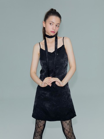 Scarf Slip Dress - Black