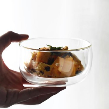 芳筑雙層透明隔熱防燙玻璃碗家用創意餐具冰淇淋碗甜品碗酸奶小碗