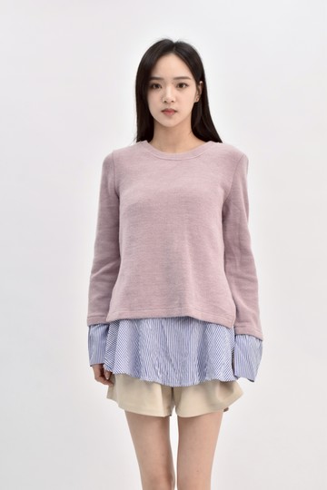 (S) 【沈瑾暘私服】兩件式粉色長袖上衣
