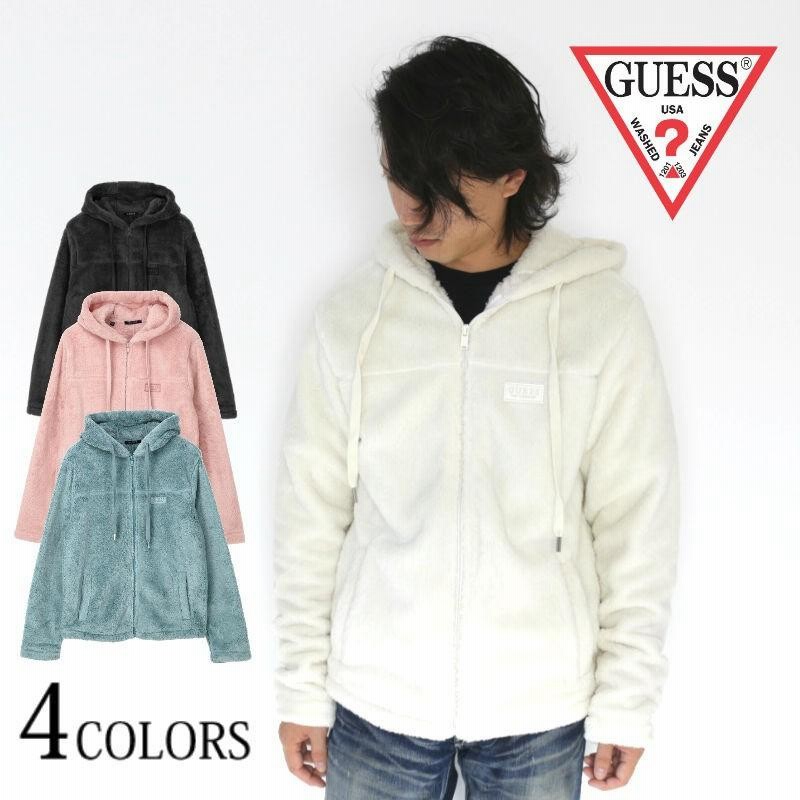 ゲス GUESS ミニワッペンフリースパーカー フーディー ボアパーカー 