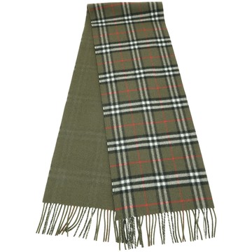BURBERRY 巴寶莉 100%喀什米爾方格紋雙面兩用羊絨圍巾(168x30CM/墨綠)