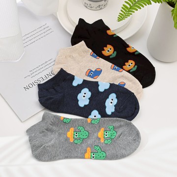 韓國襪滿版表情小物短襪-多款任選