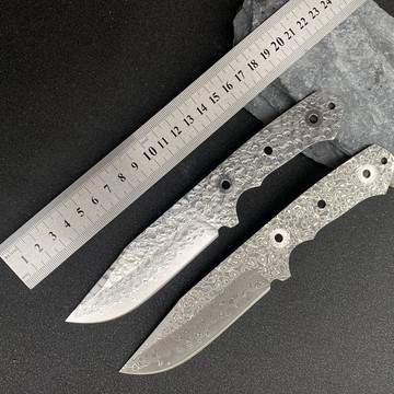 【台湾热销】手工DIY半成品VG10大馬士革鋼刀坯釣魚野營收藏戶外EDC胚條刀具