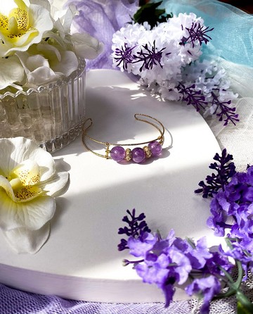 RURI | 14k鍍金紐紋紫水晶手鐲