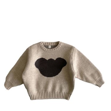 春秋款兒童卡通小熊毛衣寶寶韓版圓領套頭雙面提花針織衫男童女童