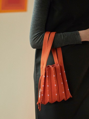 Pleated Lightweight Grid Bag [Yellow]