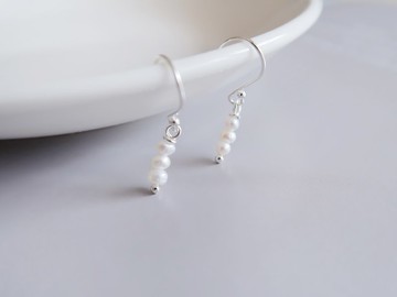 925純銀 小巧 珍珠丸子 淡水珍珠 耳環 一對