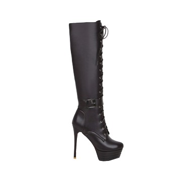 性感系帶細跟超高跟高筒長靴女靴-黑/白/米/棕34-45【no-521630635257】