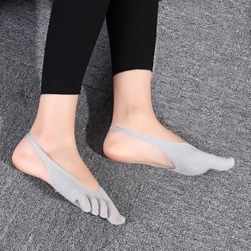 吊帶五指襪女 夏季超薄網眼透氣防臭露跟分腳趾淺口防滑船襪5雙裝