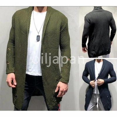 3色 メンズ カーディガン ニット セーター 編み込み アウター 羽織り 暖かい おしゃれ お兄系 コート 細身 厚手 個性 ダメージ 通販 Lineポイント最大get Lineショッピング