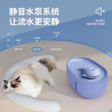 小鯨魚寵物飲水機貓咪自動循環過濾靜音活水寵物飲水機天藍色歐洲
