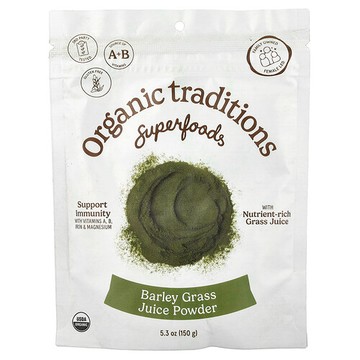 Organic Traditions, 大麥草汁粉，5.3 盎司（150 克）