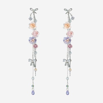 寂流薔薇迷你蝴蝶結花穗S925耳環