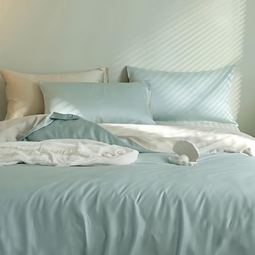夢之語 60支天絲 加大床包被套四件組  床包182 x 188cm 枕套45 x 75cm 被套182 x 212cm  輕盈薄荷  床包 + 枕套 x 2 + 被套