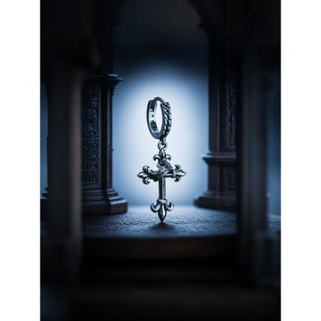 YUKI男士復古925純銀耳環哥特宮廷風十字架耳扣氣質單只潮女耳釘