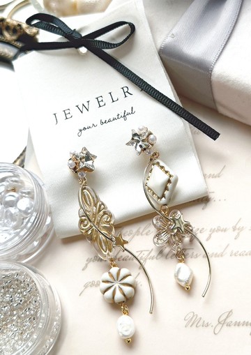 手工串珠 復古耳環 珠串配飾 沙灘耳環 星星耳環