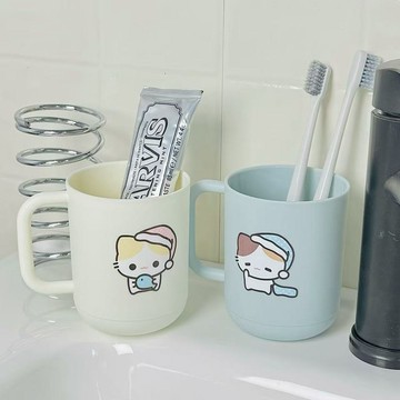 臺灣/現✨漱口杯 水杯 刷牙杯可愛棉花糖貓卡通情侶家用簡約高顏值杯子刷牙漱口漱口杯ins洗漱