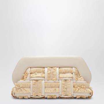 Tia clutch in butter color with raffia inserts