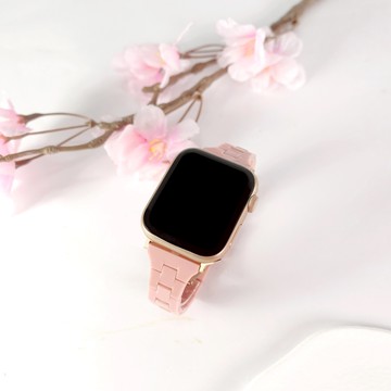 Apple Watch 全系列通用錶帶 蘋果手錶替用錶帶 純色樹脂 壓克力錶帶 粉色 #858-201SP-PK
