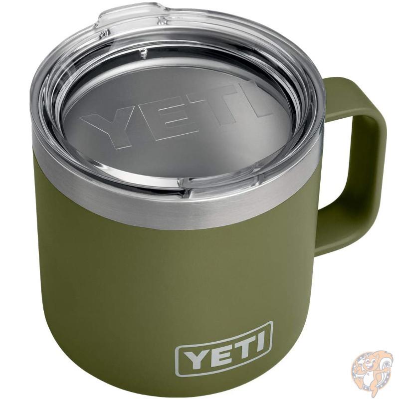 イエティ YETI Rambler 14oz ステンレス 真空断熱 マグカップ フタ付き オリーブグリーン アウトドア コーヒー 送料無料