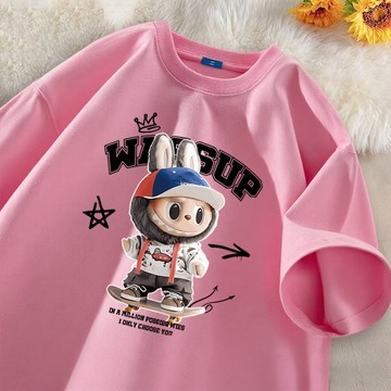【現貨！當天出】拉布布短袖t恤 100%純棉衣服 加大碼寬鬆上衣 潮流百搭女裝 下半身失蹤T恤 oversize短t 棉