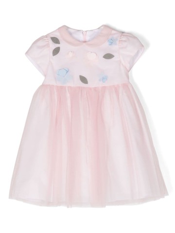 Il Gufo - floral-appliqué tulle dress - kids - Polyamide/Cotton - 9 - Pink