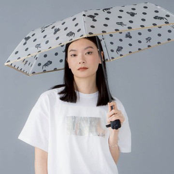 沖昌之聯名圓點貓肉蹼手把半透明手動折傘-多色 米白