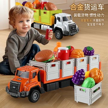 臺灣-出貨🔥閤金運輸車大卡車玩具兒童仿真拖車集裝箱模型貨櫃車小汽車2-6