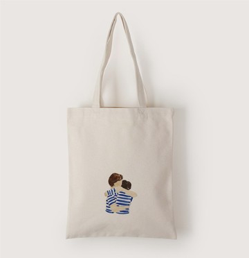 【插畫款】我和你 | 直式帆布袋_擁抱系列