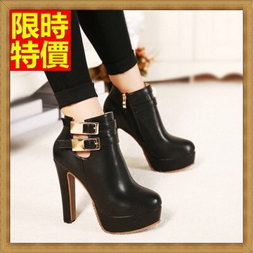 高跟短靴女靴子-高防水台圓頭細跟女高跟鞋子2色66c9【獨家進口】【米蘭精品】