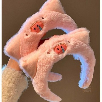 💥限量特價💥小豬可愛粉色毛絨發捆呼呼髮箍女洗臉化妝壓發頭箍髮飾頭飾秋冬