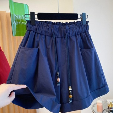 【ACheter】韓國A字版寬版短褲寬鬆顯瘦休閒高腰梨型# 125193