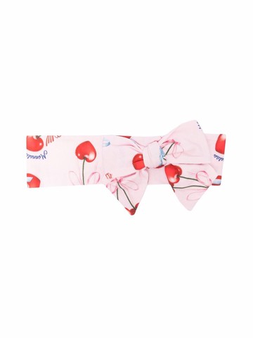 Monnalisa - cherry print bow headband - kids - Cotton/Spandex/Elastane - XS - Pink