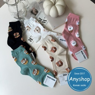 Anyshop韓國襪 可愛食物動物襪 動物襪 杯子蛋糕 甜甜圈 漢堡 韓國襪 中筒襪 韓國襪子 女生襪 女襪30301