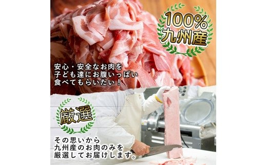 akune-31-2 ＜定期便・全3回＞豚肉こま切れ(500g×4パック×3回・総量6kg)国産 ぶた肉 肉 お肉 豚こま 小分け 個包装 小間切れ 冷凍 定期便 31-2