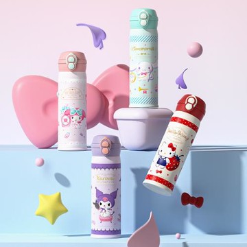 三麗鷗庫洛米兒童雙飲保溫杯316不銹鋼可愛卡通小學生便攜吸管杯