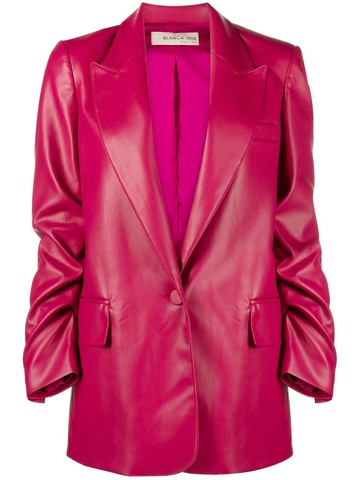 Blanca Vita - faux-leather single-breasted blazer - women - Polyurethane - 40 - Pink