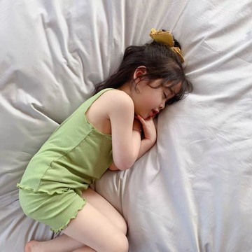 Mini baby🌷 冰絲背心套裝女中小童兒童夏季家居服短袖小孩睡衣兩件套