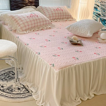 小清新牛奶絨夾棉床裙單件年新款冬季高端床罩裙式床圍裙罩邊