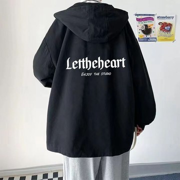 限時優惠 新款潮酷休閒外套 夾克男春秋新款港風復古痞帥寬鬆學生開衫上衣男女同款連帽衝鋒衣