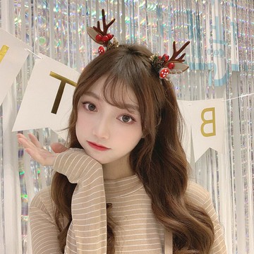 圣誕節鹿角頭飾發夾頂夾劉海甜美毛球小夾子俏皮可愛少女發卡女生