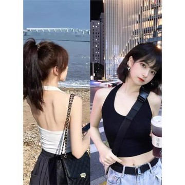 掛脖吊帶小背心帶胸墊內搭2026新款夏外穿美背文胸一體露背上衣